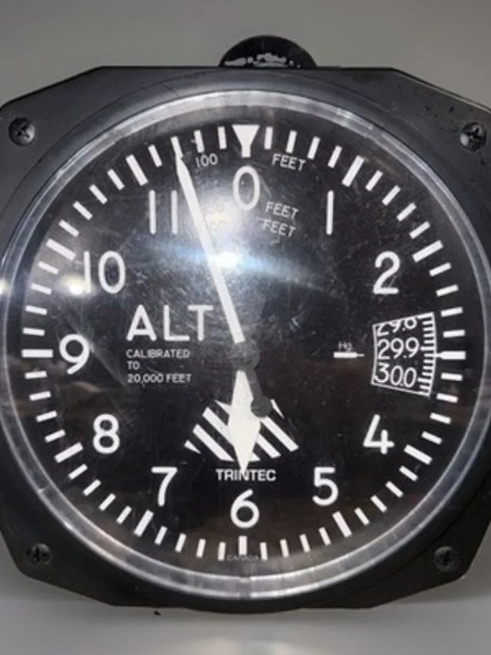 Trintec Black Aviation Airplane Gauge Altitude Altimeter Analog Wall Clock 10”